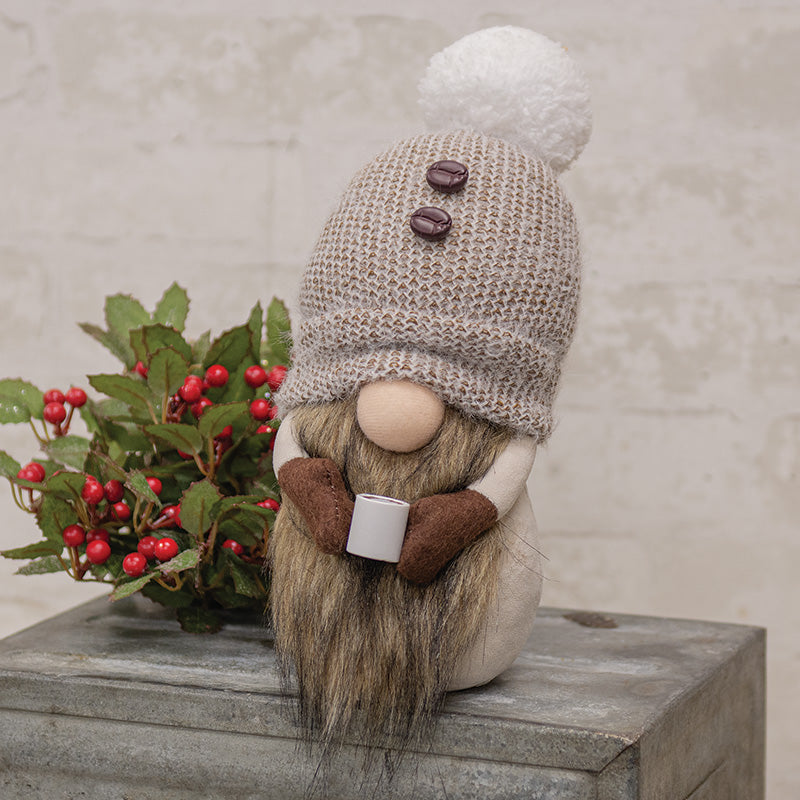 Standing Coffee Bean Gnome with Cup
