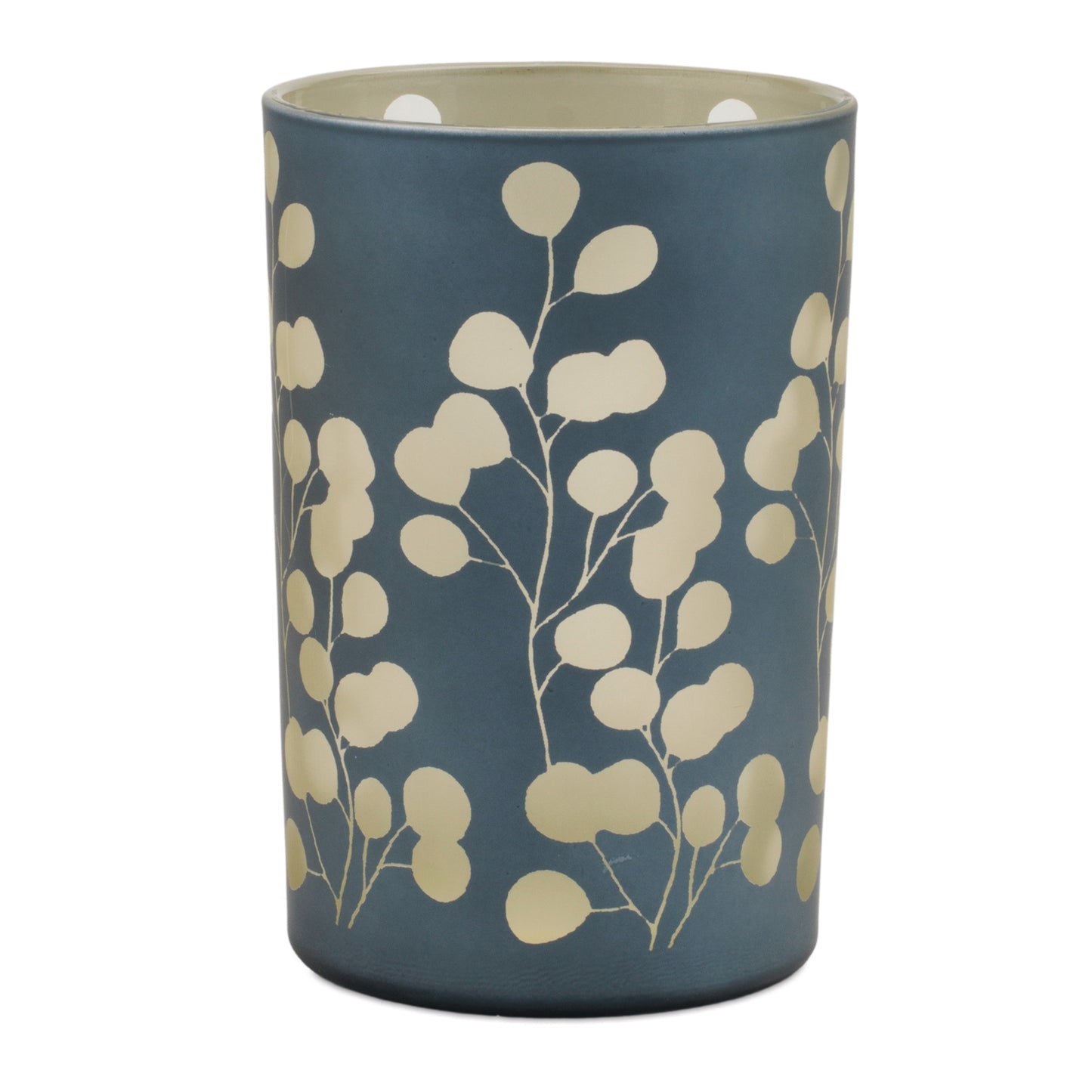 Eucalyptus Leaf Candle Holder 4.5"D x 7"H Glass