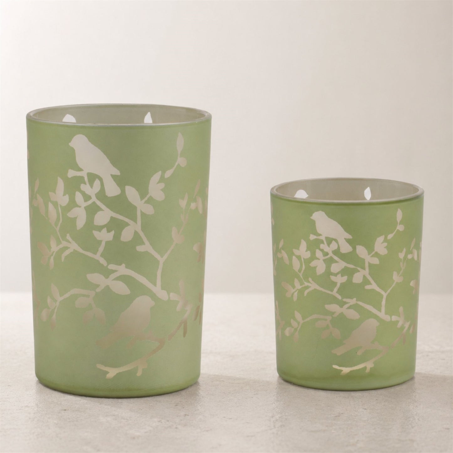 Green Candle Holder 3.75"D x 5"H Glass