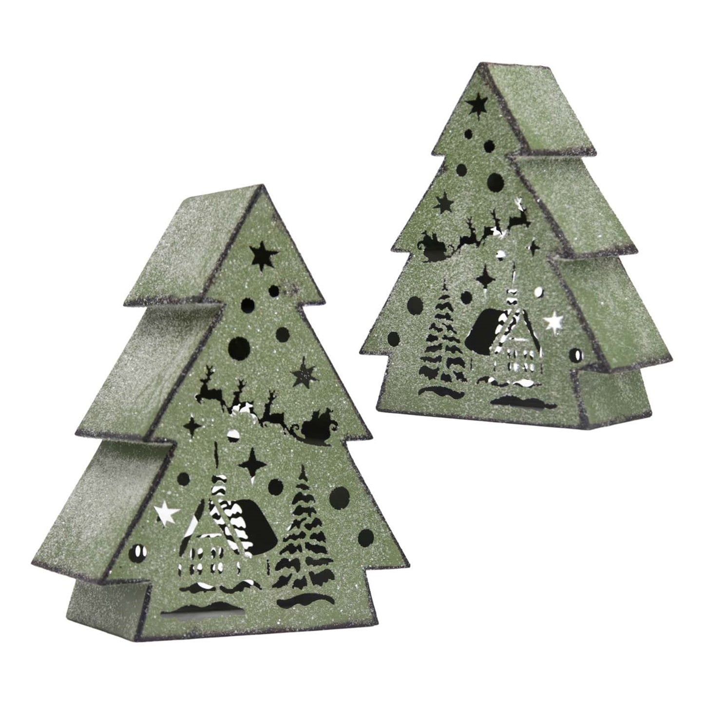 Green Metal Cutout Tree Box Med