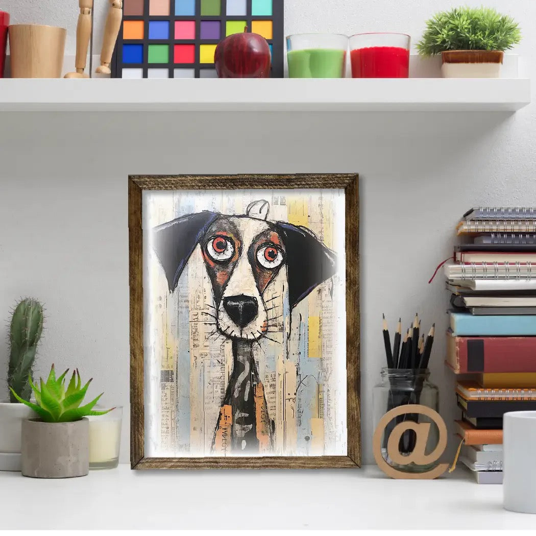 Framed Dog Artwork (4) 9x11