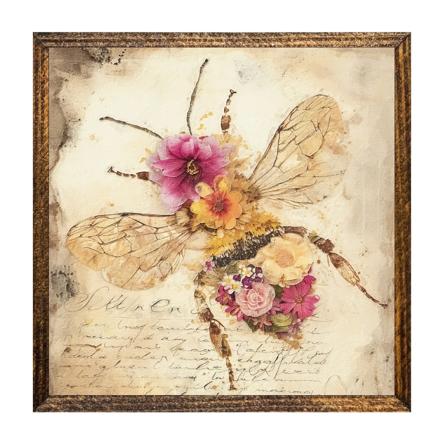 FLORAL BEE Shelf Sitter 7x7