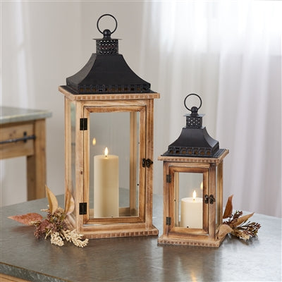 Lantern WoodIronGlass SM MEL