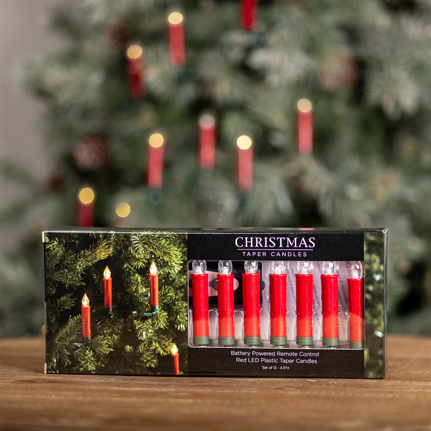 LED TREE Taper Candle Set 12 RED