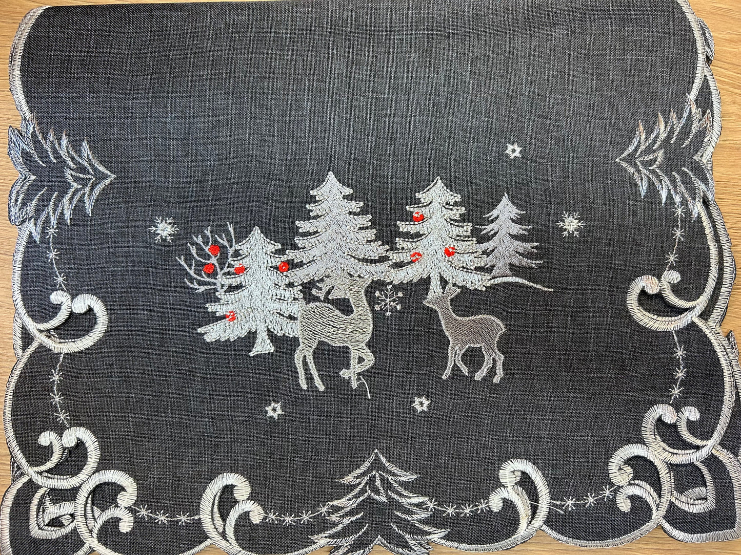 Two Reindeers Dark Grey Christmas Runner
16x72