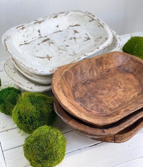Medium Carved Bowl White Wash