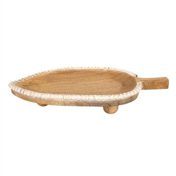 Mango Wood Leaf Tray Beaded Edge 2