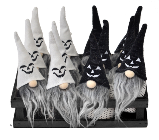 Witch Orn / Solid black bottom/white hat with face