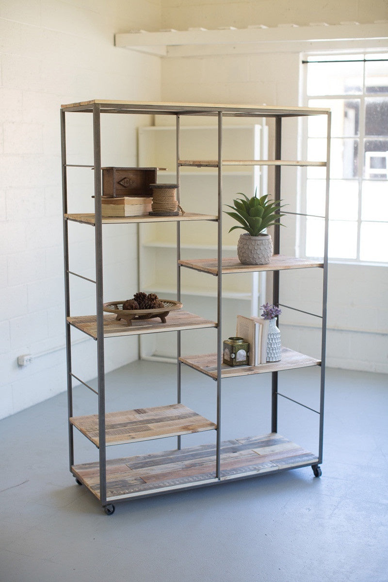 Wood & Metal Adjustable Shelving Unit