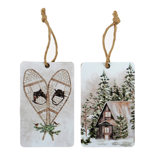Rustic Cabin Tag Orn / Snowshoes