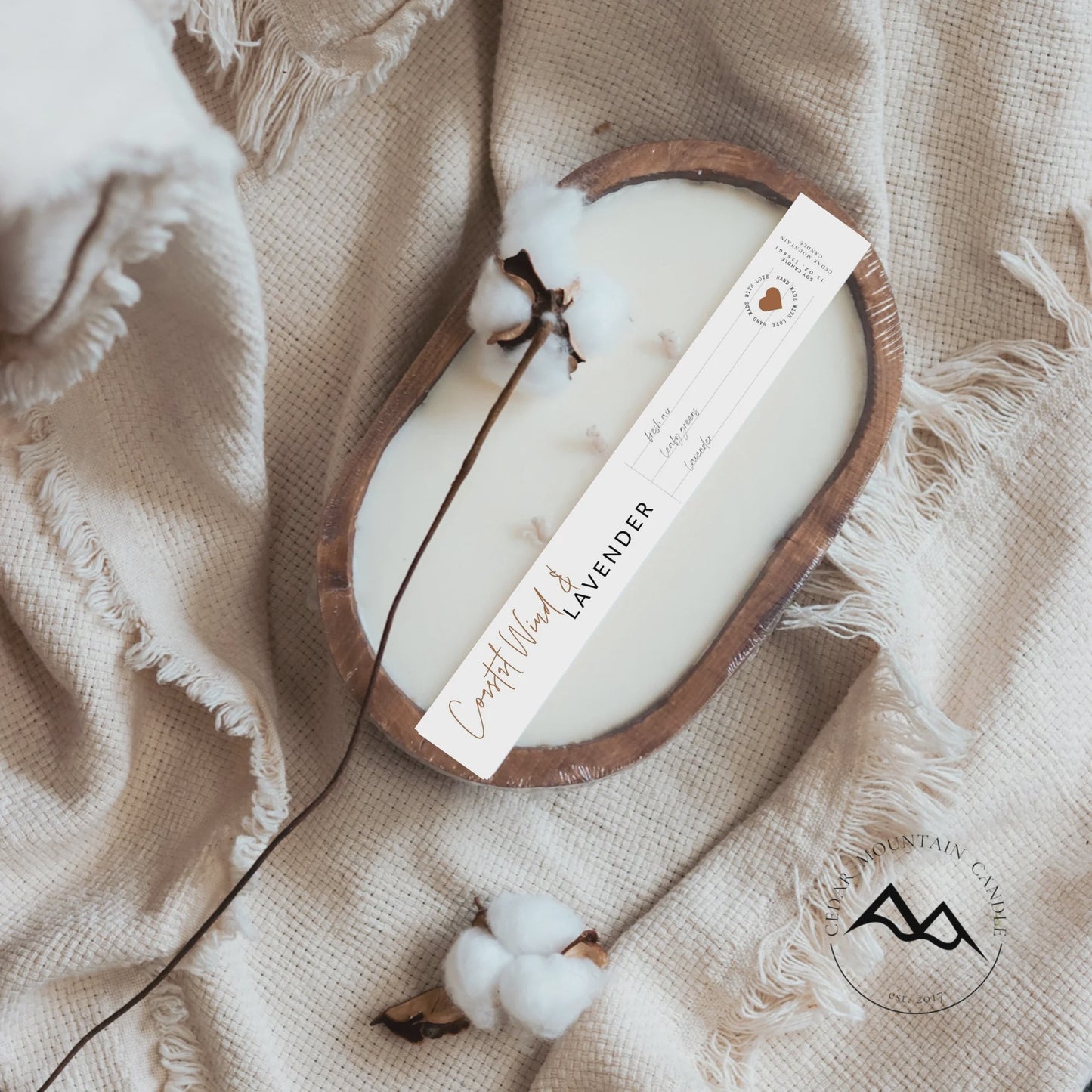 3 Wick Dough Bowl Soy Candle-Natural-Coastal Wind & Lavender