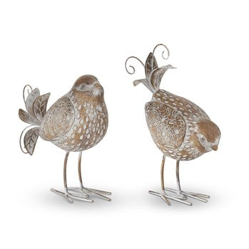 7.25" Resin Metal Floral Wing Bird / Looking Up