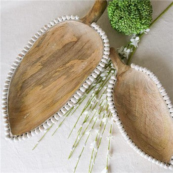 Mango Wood Leaf Tray Bead Edge
