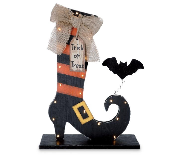 Shelf Sitter Witch's Boot/Bat & Trick or Treat