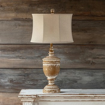 White Washed Finial Lamp