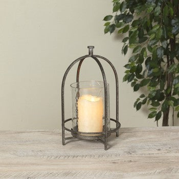 11.4" Metal & Glass Table Hurricane