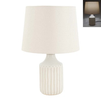 White Porcelain Ribbed Table Lamp