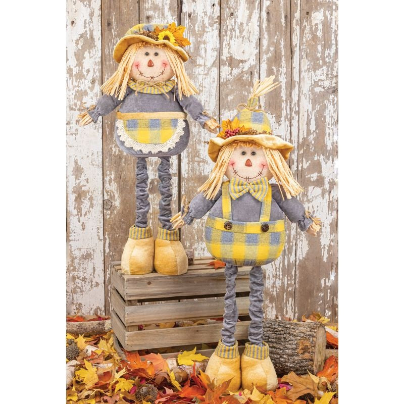Gray Plaid Scarecrow Stretcher / Sunflower in hat