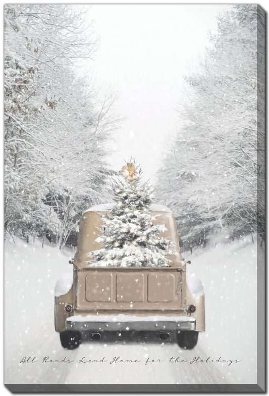 Gold Christmas Truck 24x36