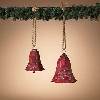 Holiday Metal Red Bell Ornament - Med