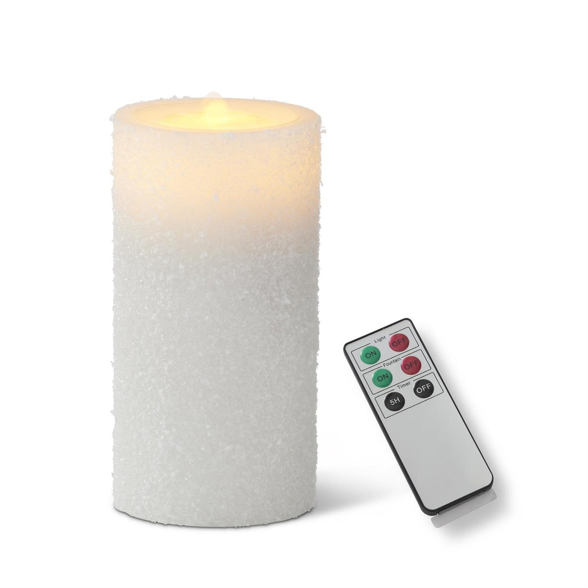 7.75" White Snowy LED Wax Pillar Water Candle w/ Timer
