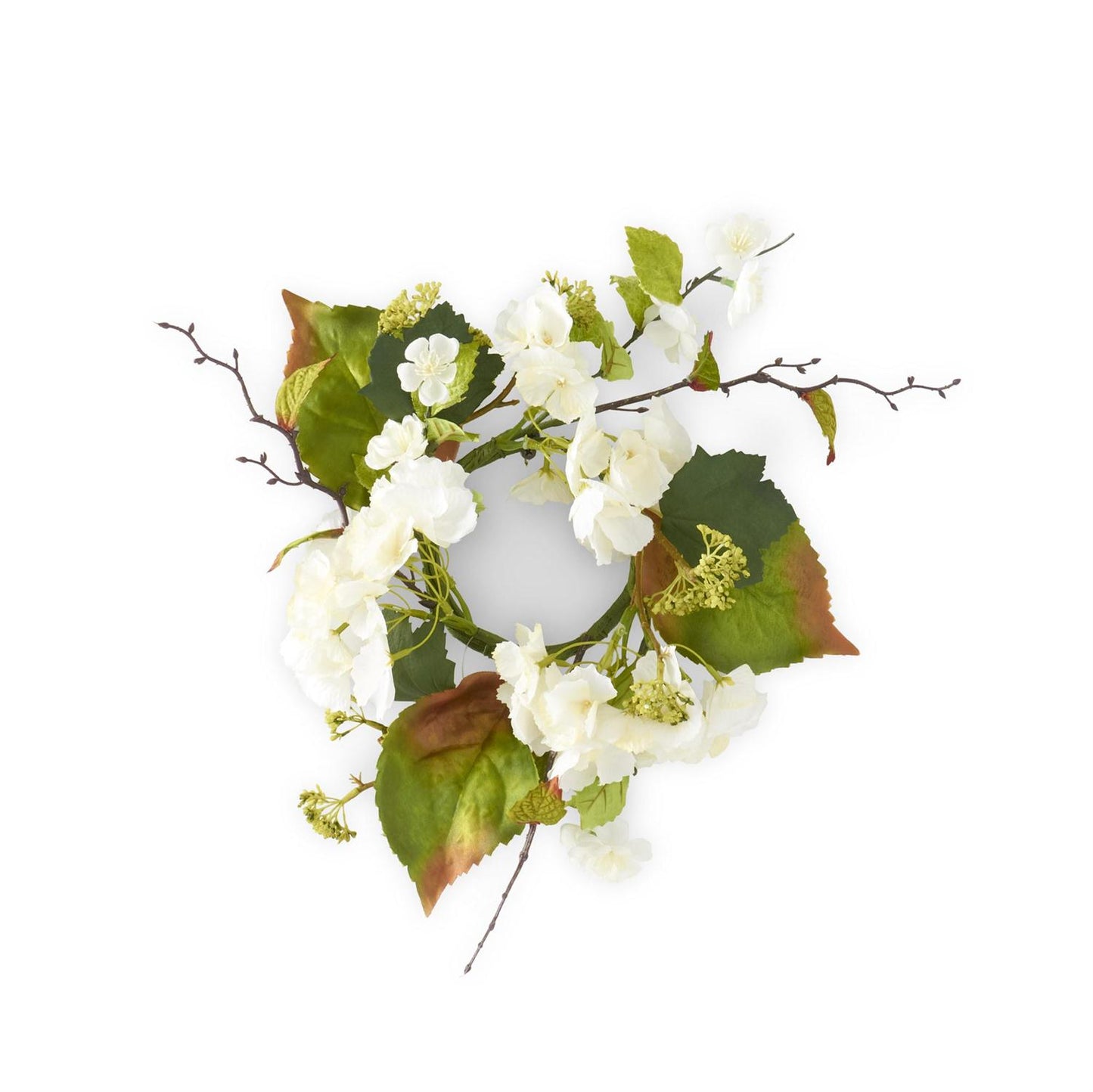 14" White Hydrangea Candle Ring