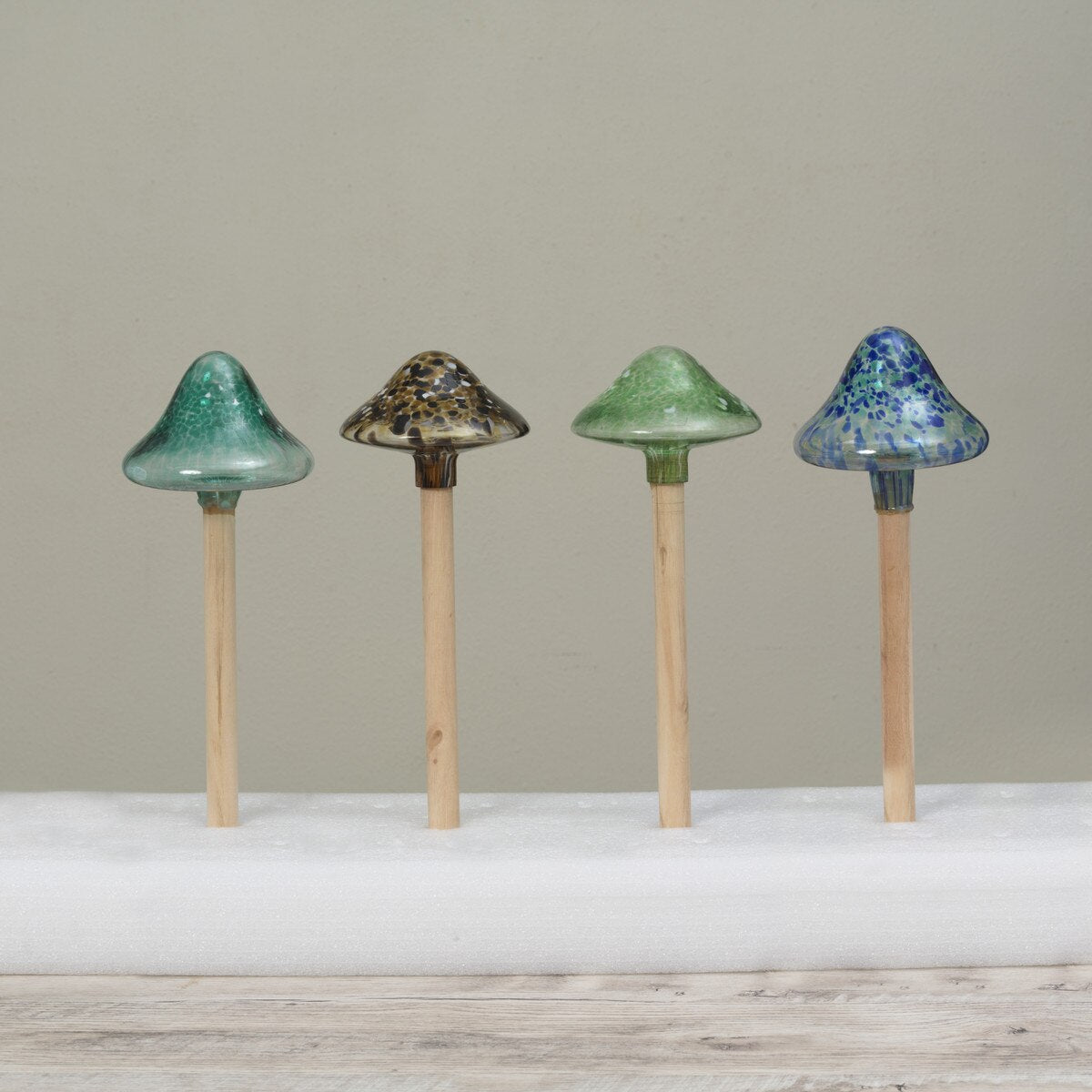 Handblown Glass Mushroom Stake 12.5"