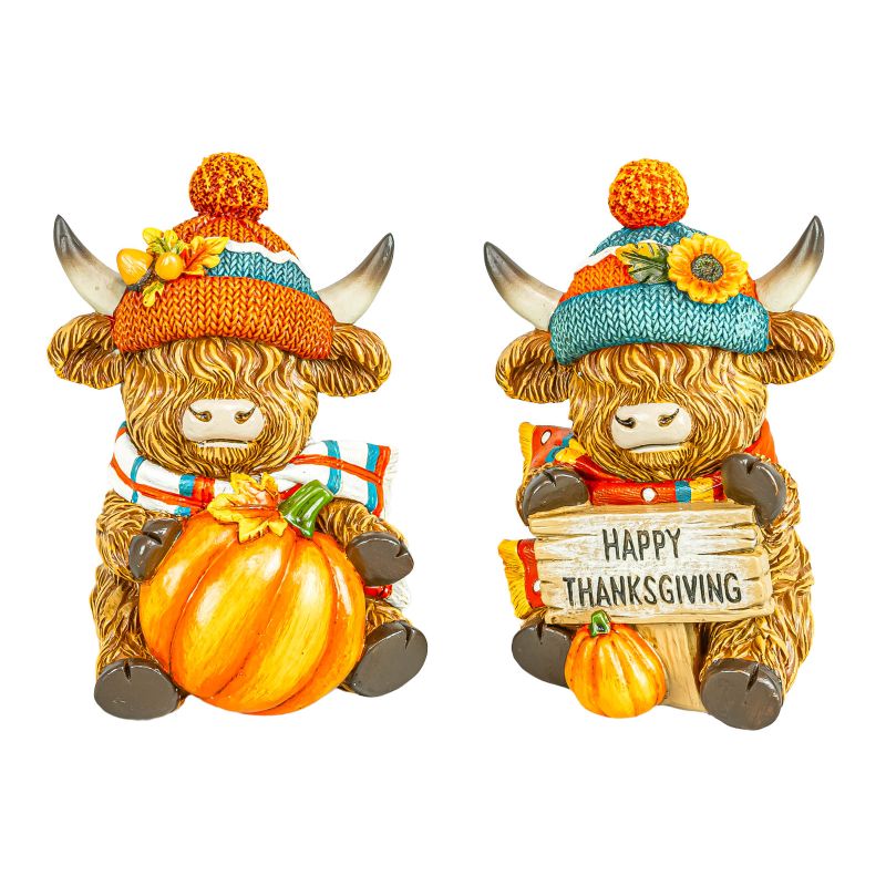 Knit Cap Highland Cow 5" Sitter - 2 asst
