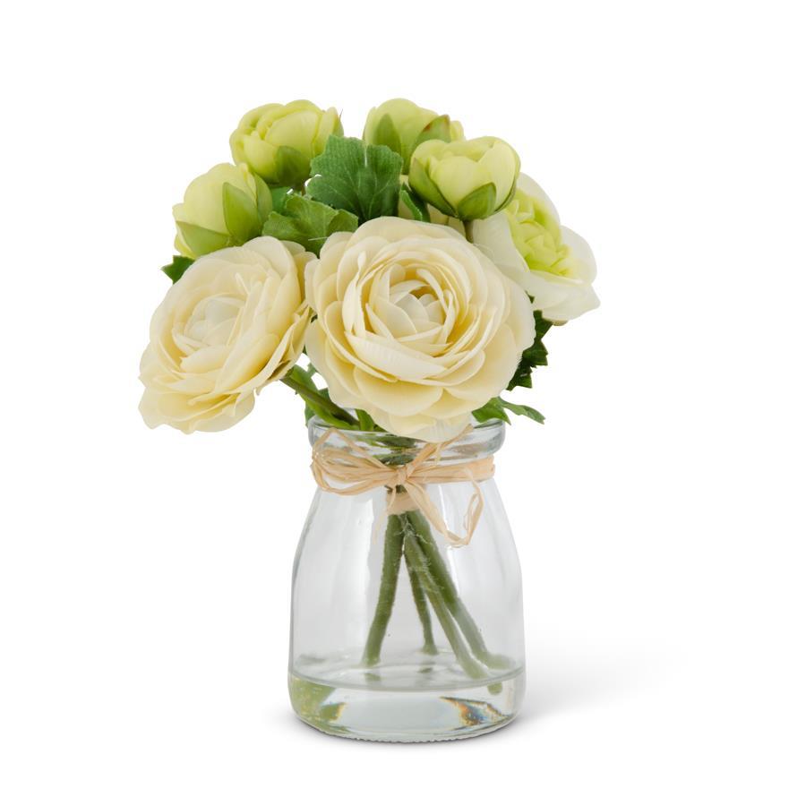 6.75" White Ranunculus Glass