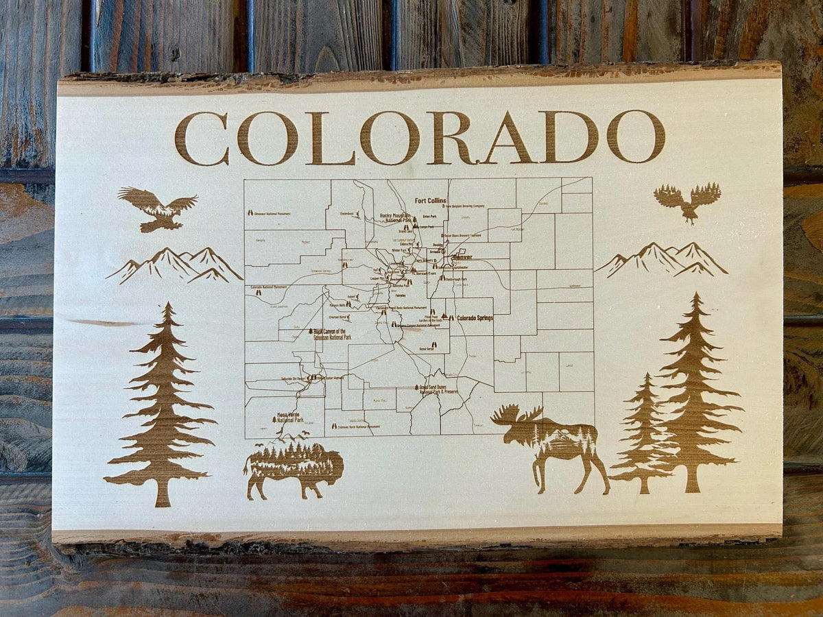 Colorado State Map Wood Wall Sign