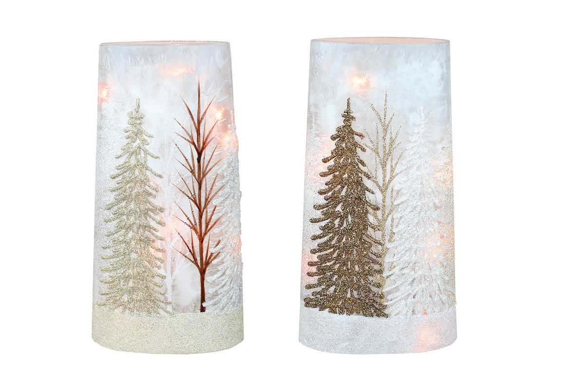 Winter Wonderland Pre-Lit Glass 5.5 x 2.25 x 10, 2 Asst.