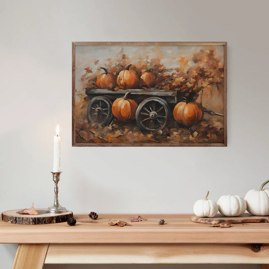 Pumpkins on Wagon 16x10