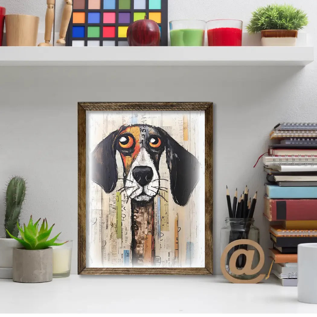 Framed Dog Artwork (2) 9x11