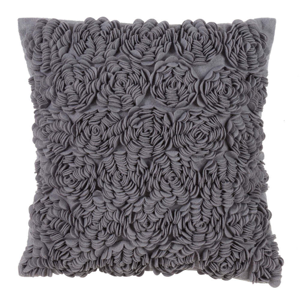 Felt Flower Pillow-Slate