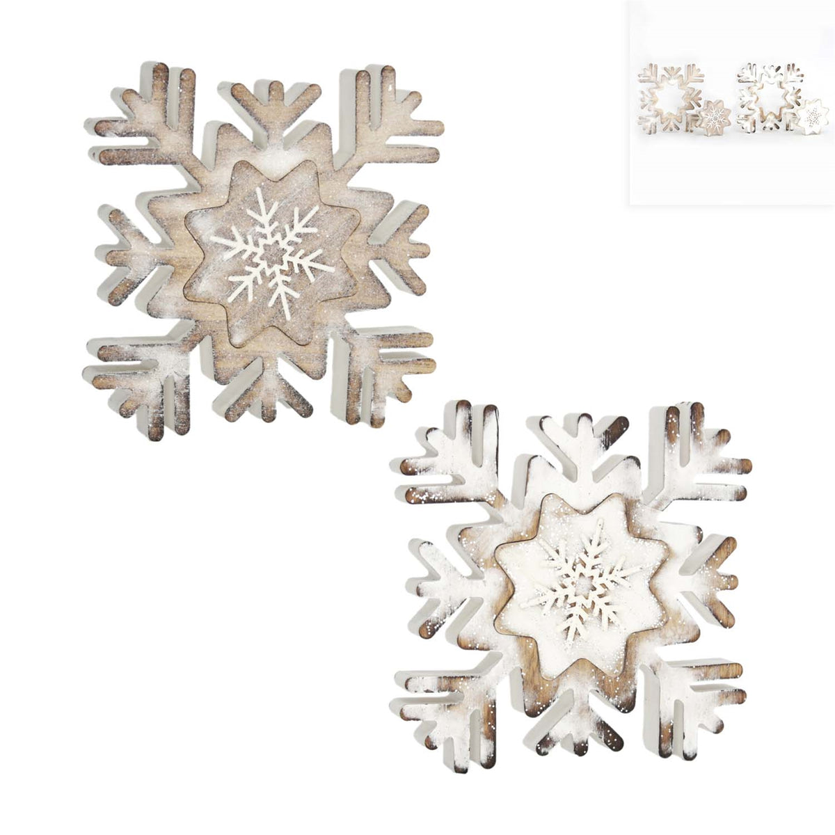White & Tan Snowflake Blocks - 2 Asst.