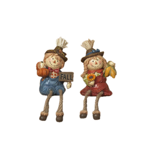 Harvest Scarecrow Shelf Sitter, 2 Asst, 3.94"H Resin