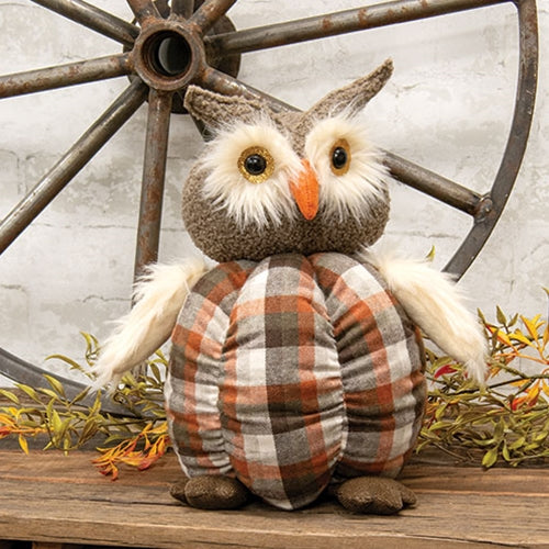 Stuffed Plaid Pumpkin Owl