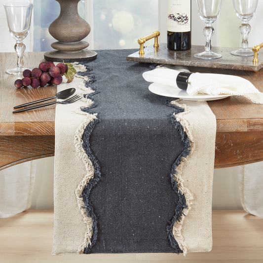 Blk/Nat. Squiggle Fringe Runner-16x72
