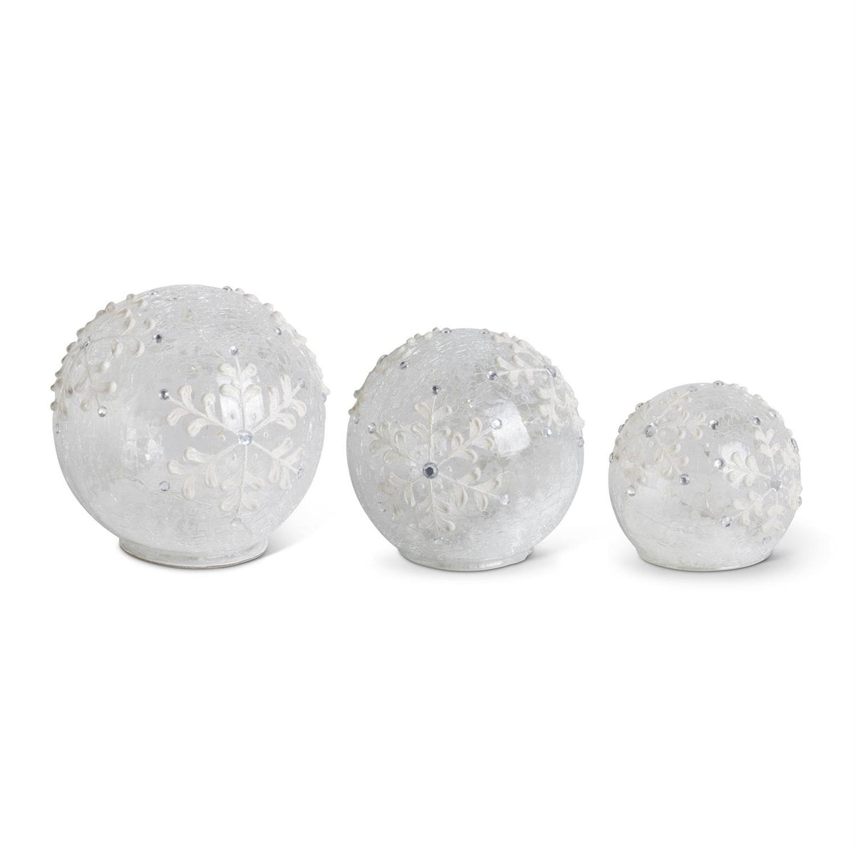 Small Clear Glass Snowflake Tabletop Orb
