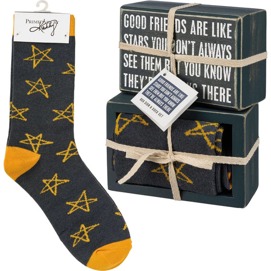 Good Friends Are Like Stars Sign & Sock Set