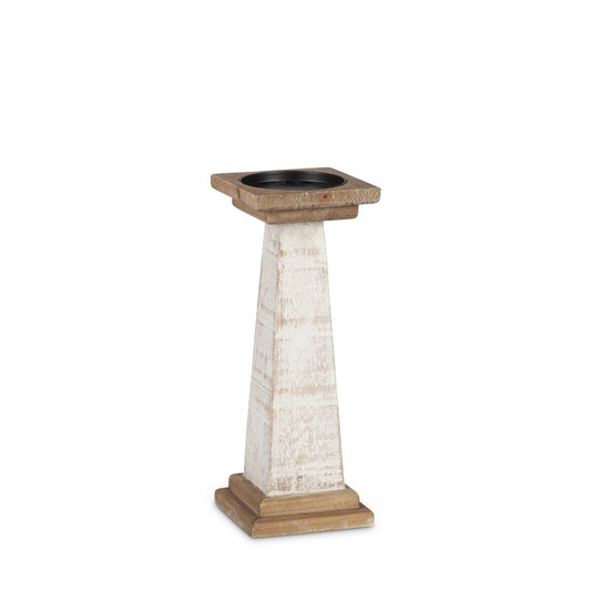 White Pillar Candle Holder 12"