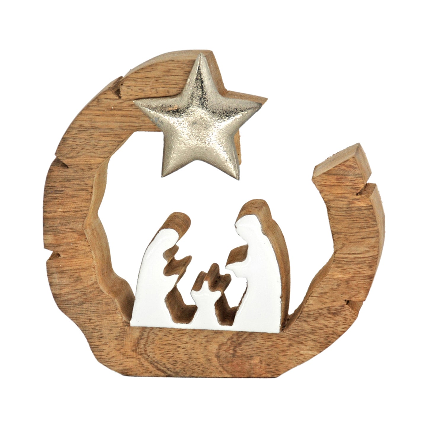 Carved Wood Nativity Block