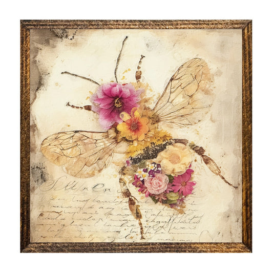 FLORAL BEE Shelf Sitter 7x7