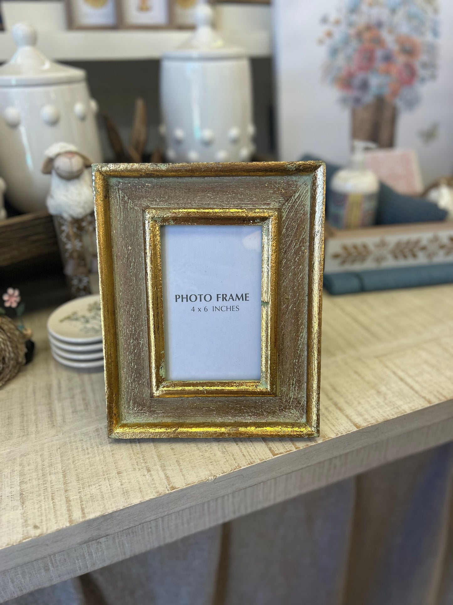 Gold Patina Green Photo Frame 9.75"