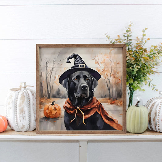 Halloween Black Lab 12x12