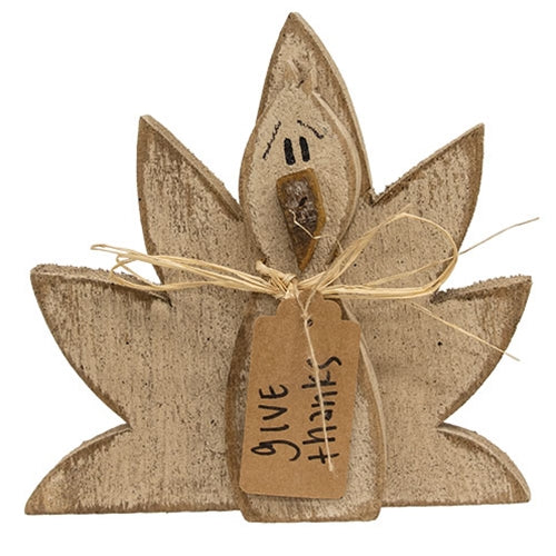 Rustic Wood Give Thanks Turkey Sitter 9.5"H