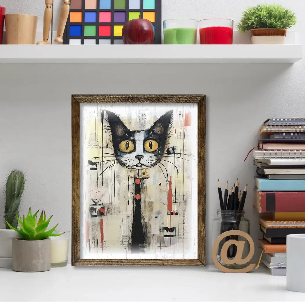 Framed Cat Artwork (5) 9x11