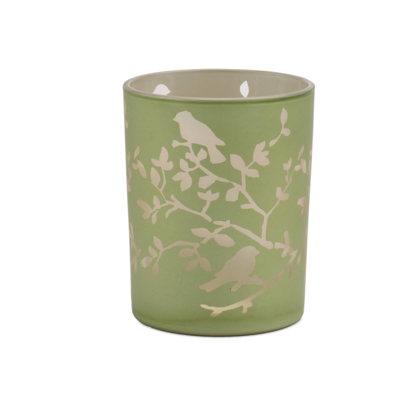 Green Candle Holder 3.75"D x 5"H Glass