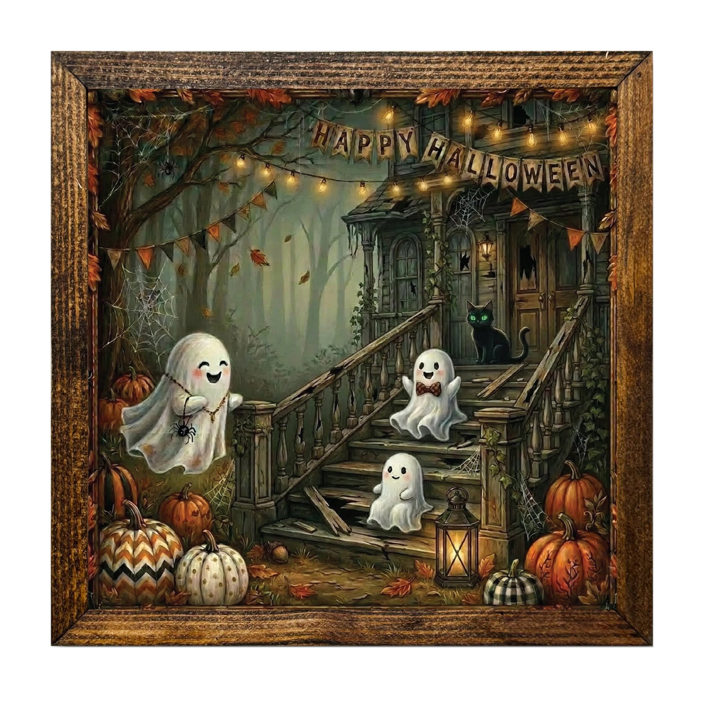 Spooky Haunted House 12x12 Ghosts & Pumpkin Staircase