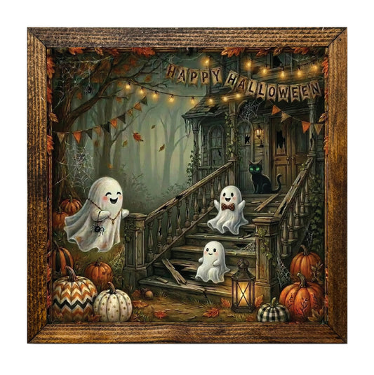 Spooky Haunted House 12x12 Ghosts & Pumpkin Staircase